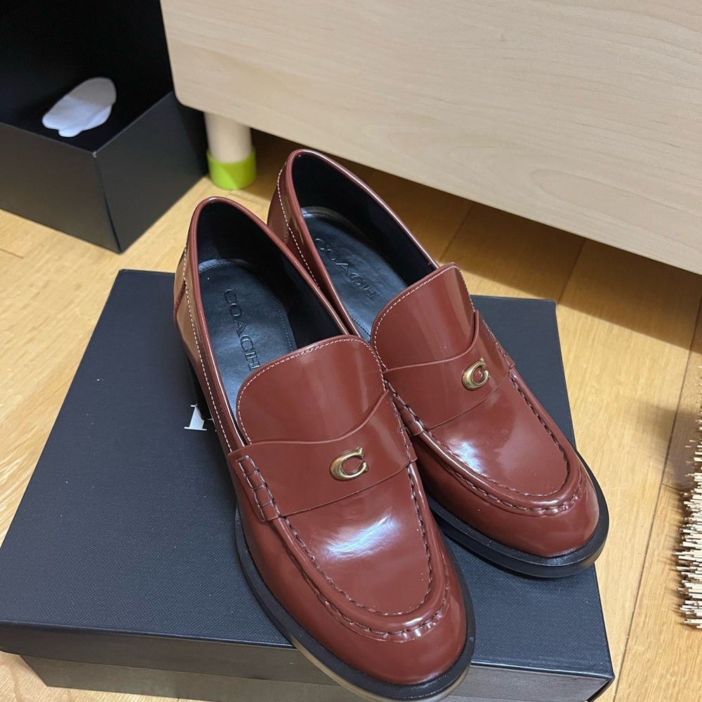 Coach Chestnut Leather Slip-On Loafers